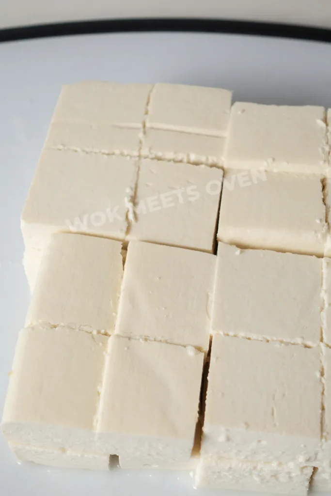 Tofu cut into pieces