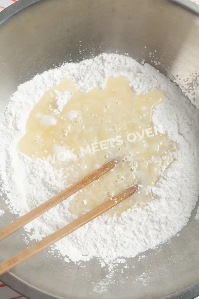 Potato sugar water added to large bowl
