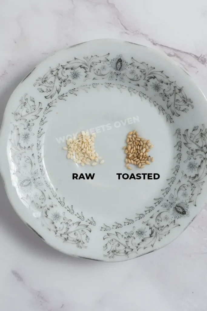 Comparison between raw and roasted white sesame seeds