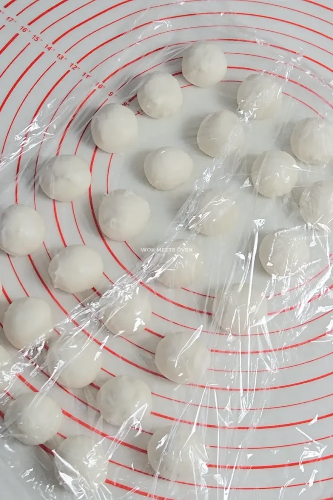 Dough divided into small balls