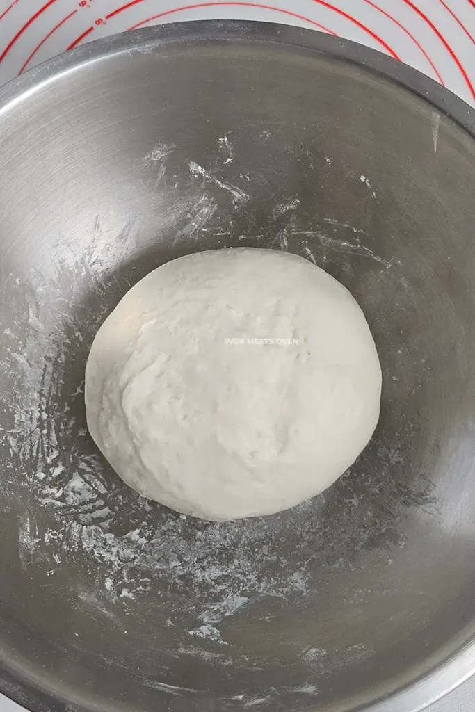 Dough shaped into a round ball