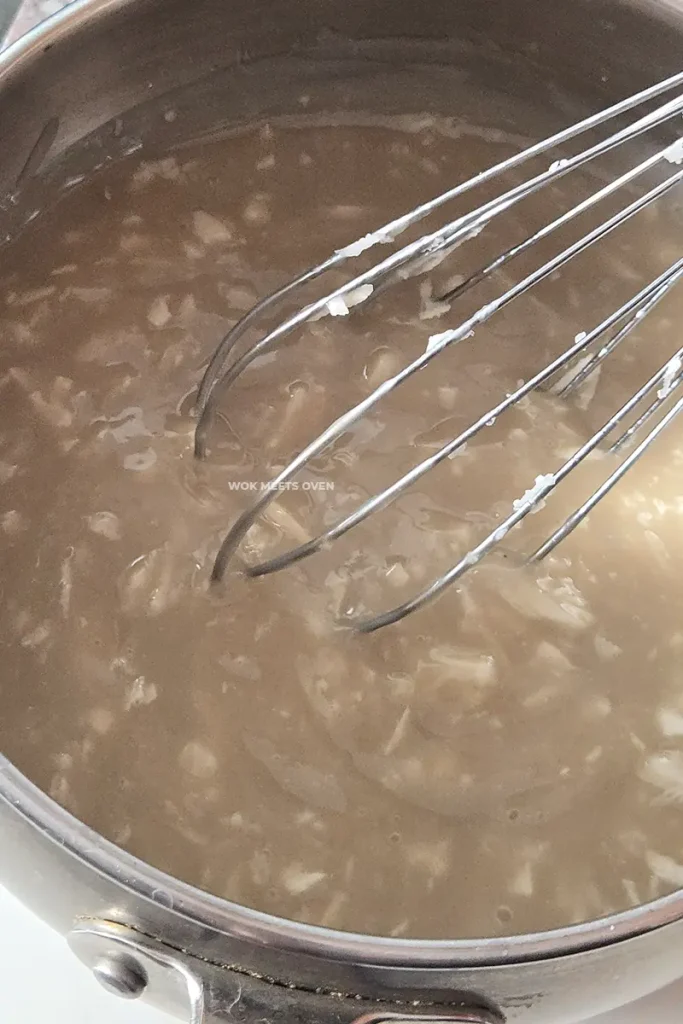 Mixing water chestnut into batter