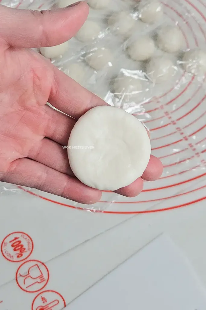 Dough ball flattened