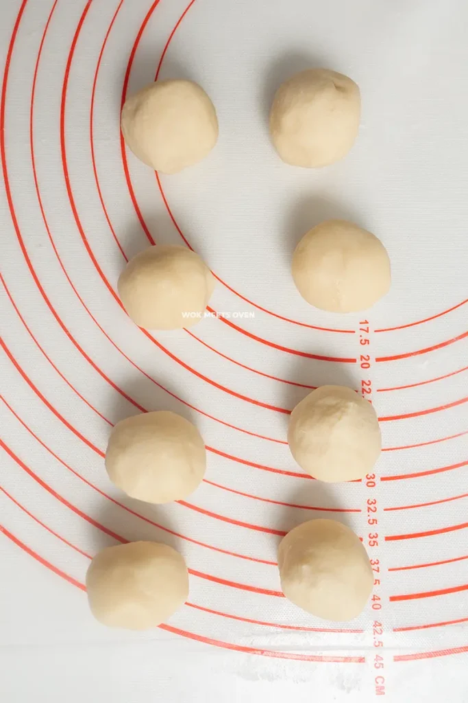 Dough divided into 8 balls