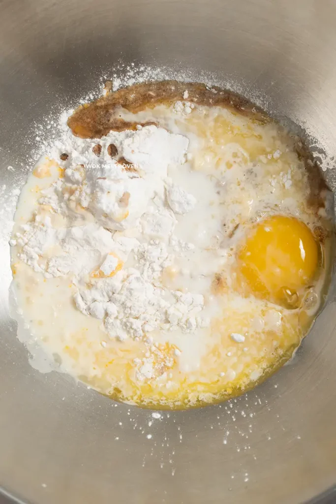 all filling ingredients inside of mixing bowl